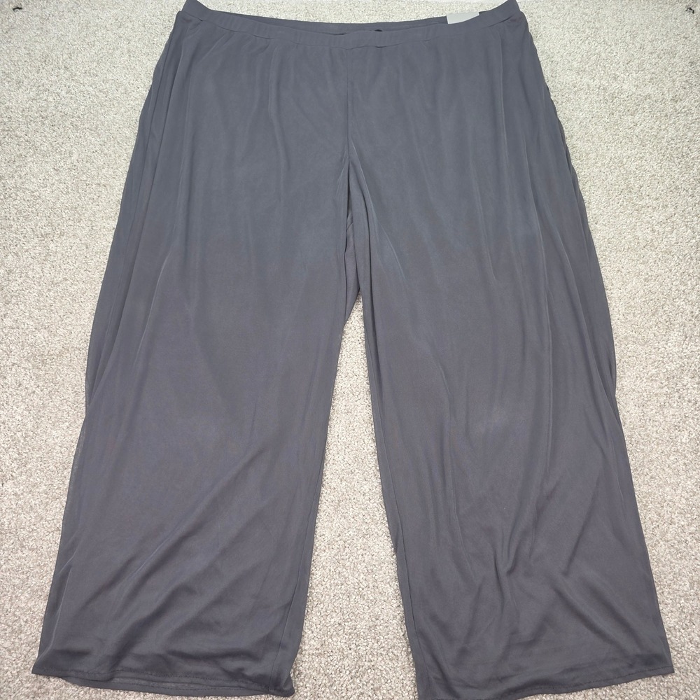Catherines Gray Wide Leg Cropped Pants Lined Elastic Waist Plus Size 30WP NEW